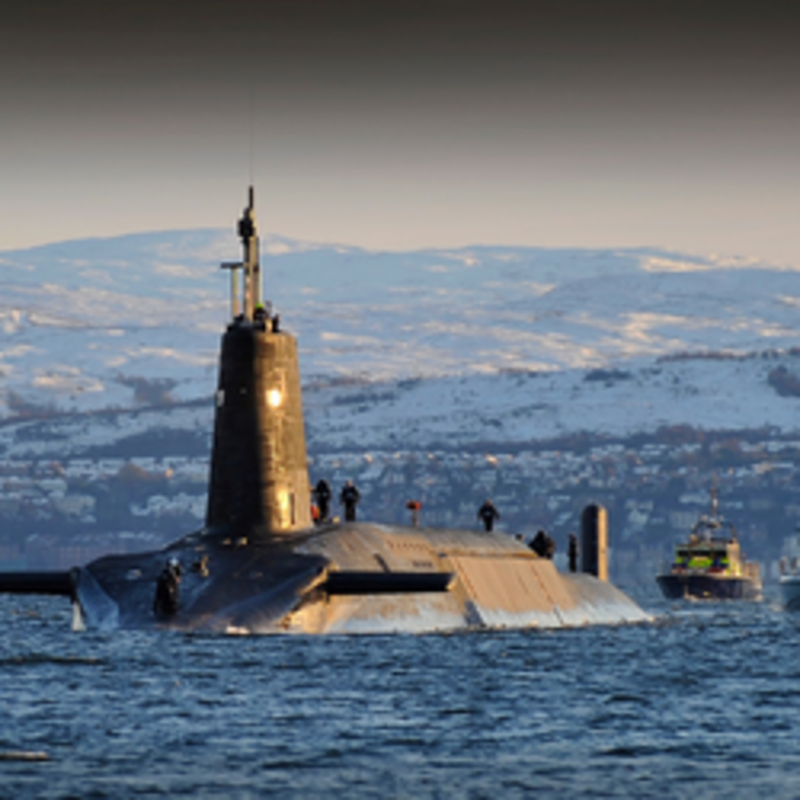 Atom-U-Boot HMS Vanguard kehr zurück zum Marinestützpunkt  HM Clyde, Faslane, Schottland, nach einer Patrouille. Foto: Thomas McDonald / gemeinfrei