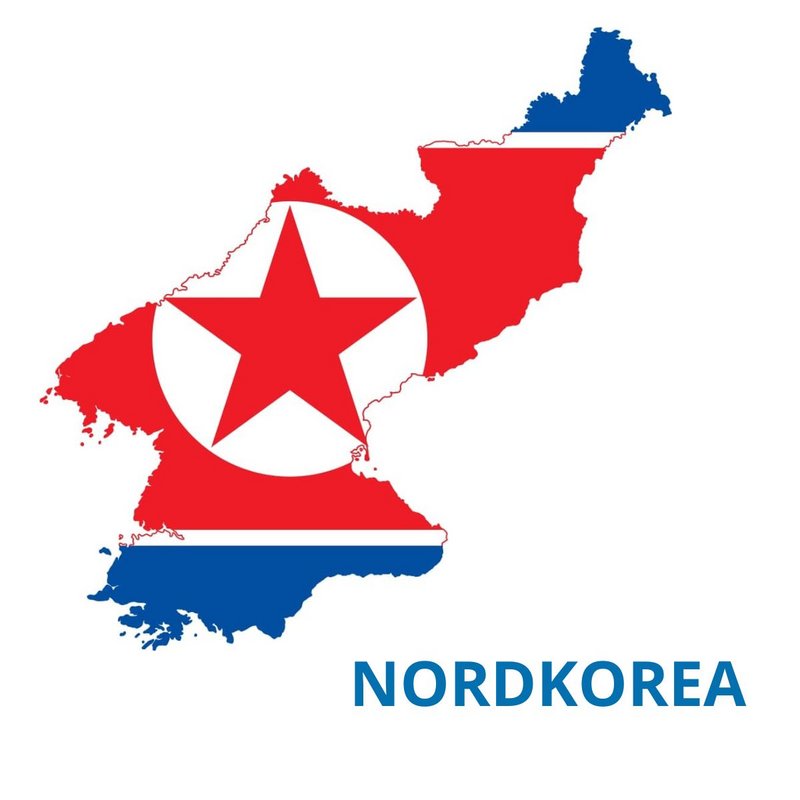Karte und Flagge von Nordkorea