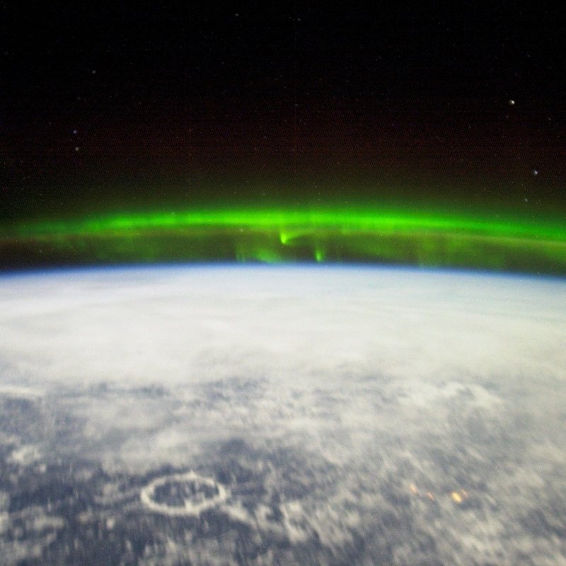 Aurora Borealis oder Nordlichter über Quebec, Kanada vom Internationalen Weltraumstation.