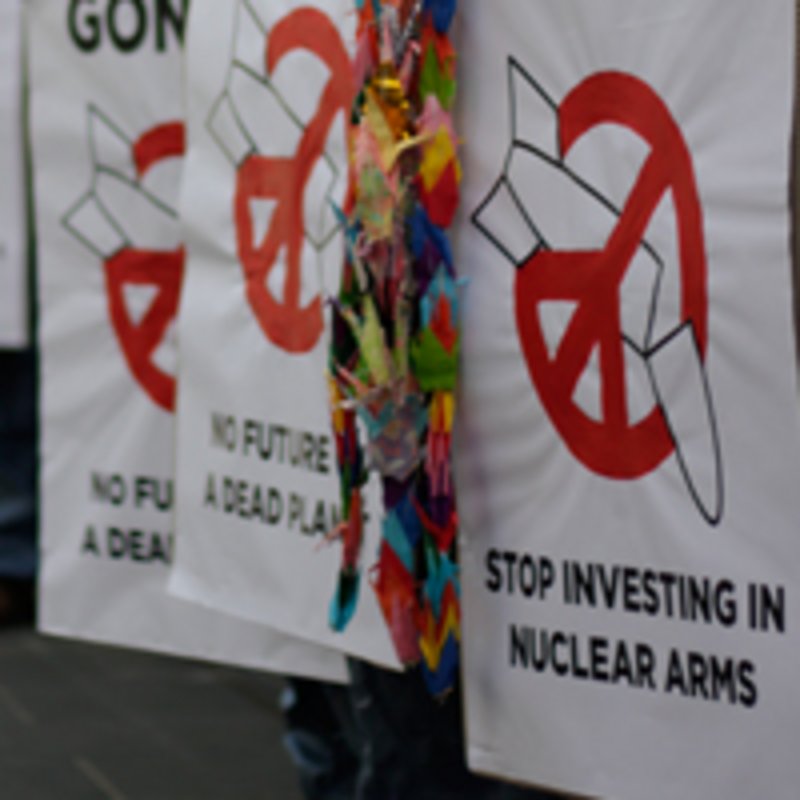 Protest gegen Finanzierung von Atomwaffen in Schottland. Foto: Tim Wright/ICAN